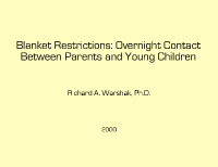 Blanket Restrictions: Overnight Contact Between Divorced Parents and Young Children Journal Article Cover.